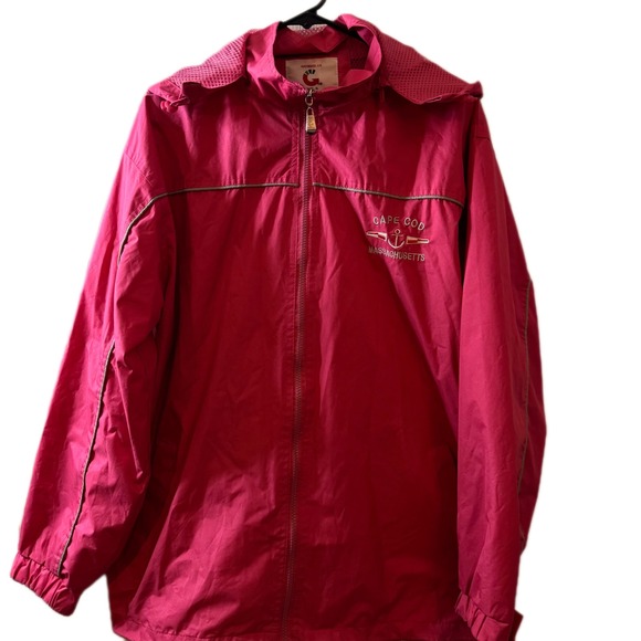 Vintage Cape Cod Massachusetts‎ Jacket Womens XL Pink Full Zip Windbreaker Retro - Picture 2 of 7